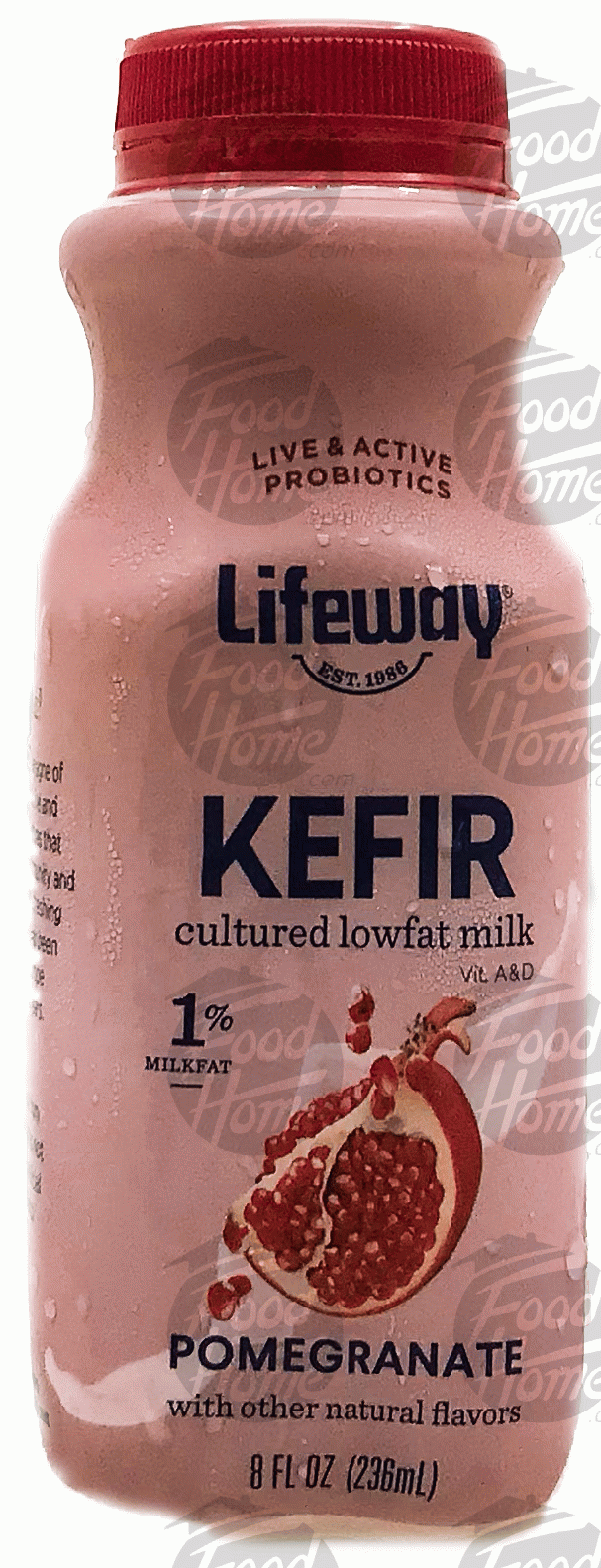 Lifeway  kefir cultured, 1% milkfat, lowfat milk, pomegranate, plastic bottle Full-Size Picture